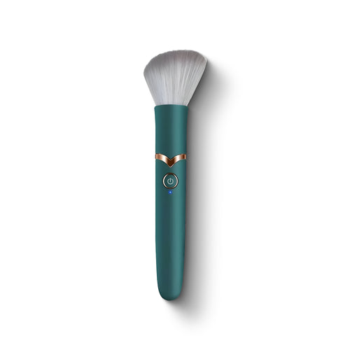 Blush Stroke wellness massager in teal with soft bristles – discreet women’s self-care device for relaxation and stress relief.