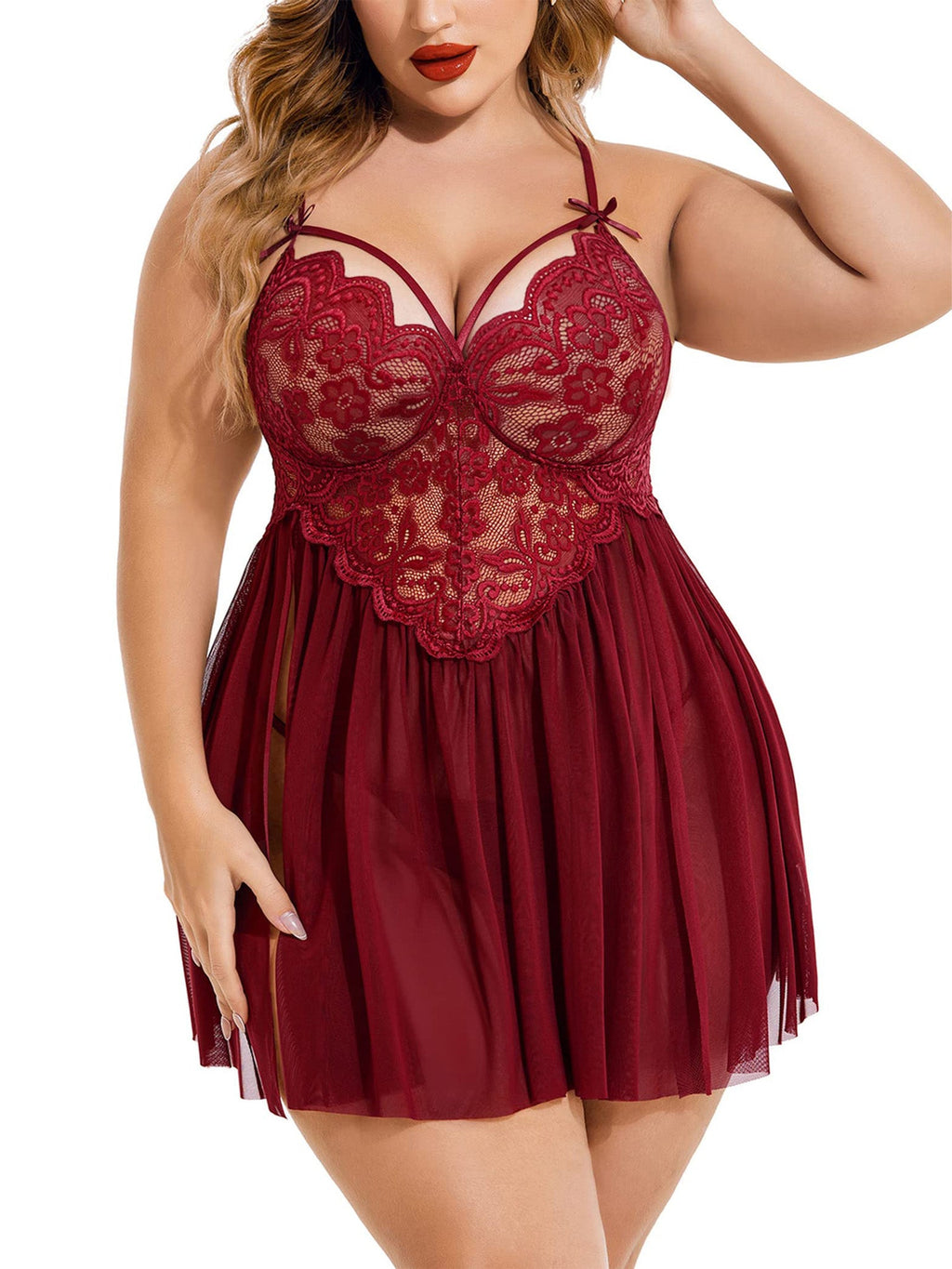 Crimson Bloom Babydoll - Velvotic